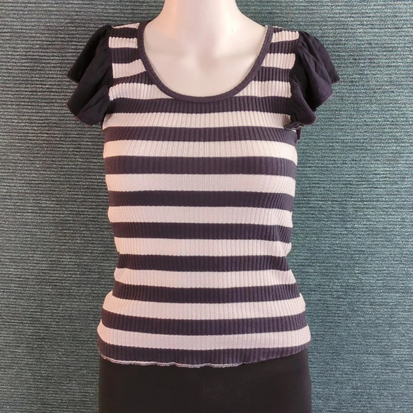 Anthropologie t.la Flutter Sleeve Ribbed Knit Tee - Picture 4 of 10